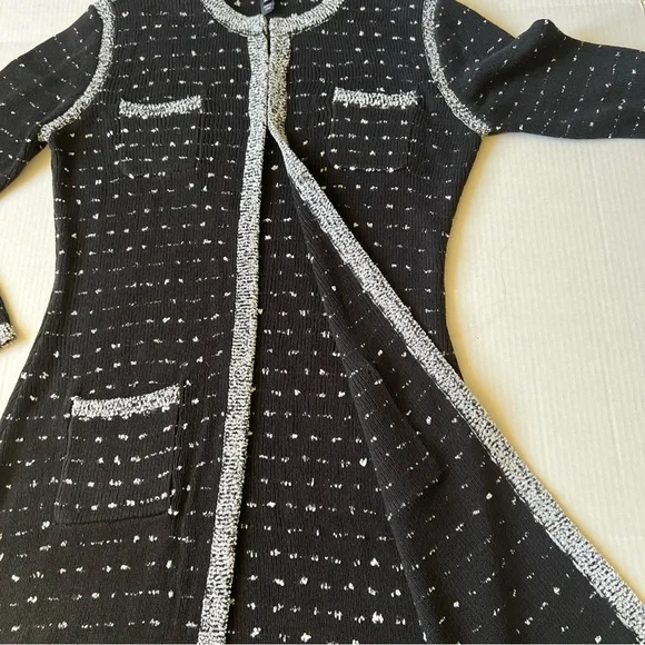 Neiman Marcus M Black White Open Cardigan Sweater - Picture 9 of 15